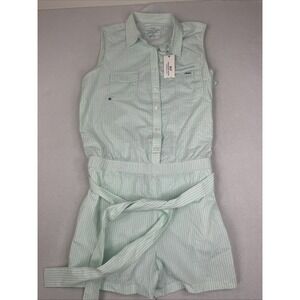 Vineyard Vines Womens 14 Performance Seersucker Romper Crystal Blue 2C000047